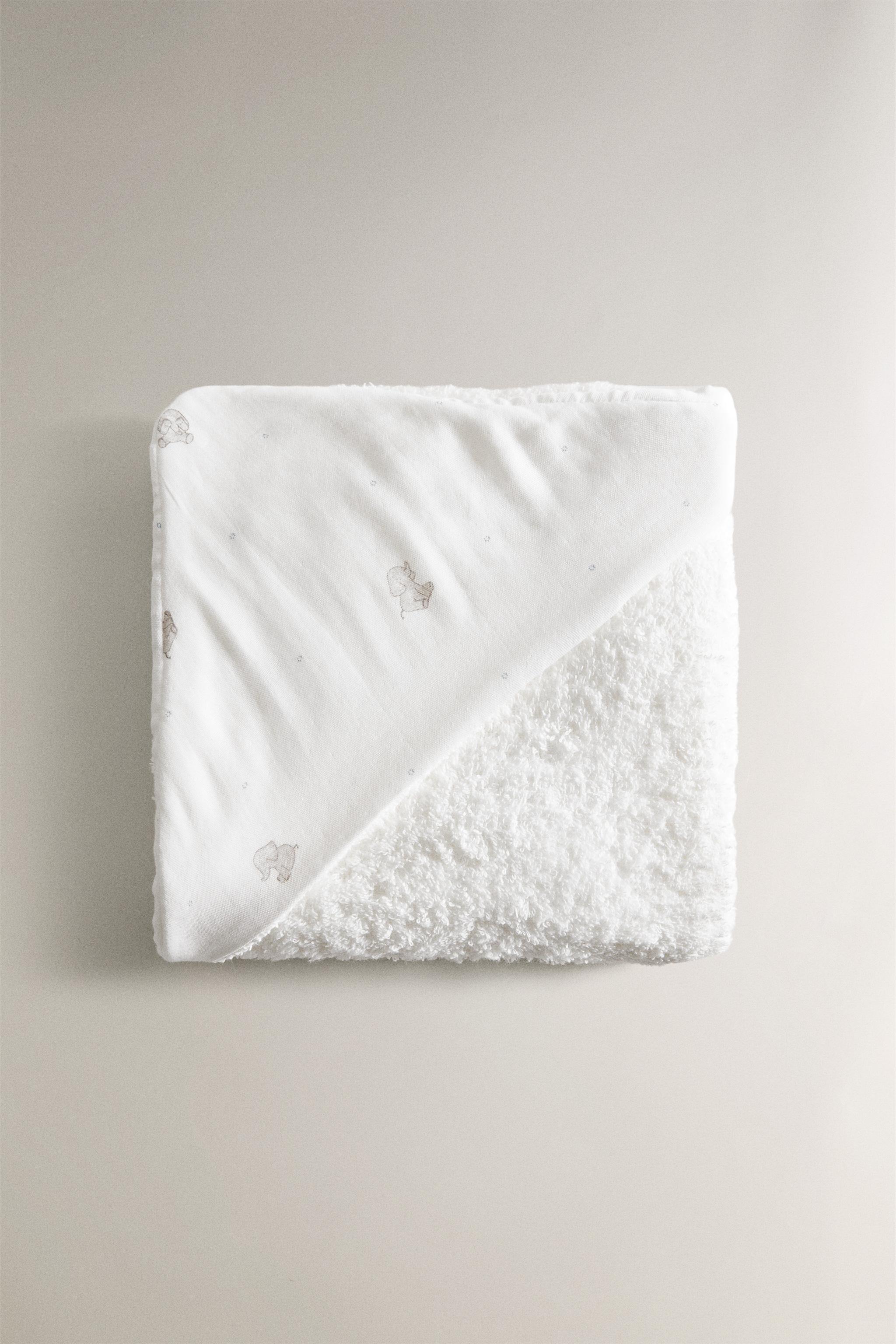 SERVIETTE DE BAIN CAPUCHE BÉBÉ ÉLÉPHANTS