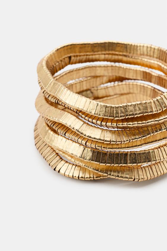 PACK OF 6 ELASTIC BRACELETS WITH METALLIC PIECES - Golden by Zara - Image 2