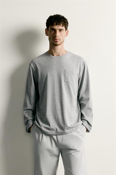 STRIPED LONG SLEEVE REGULAR FIT T-SHIRT — Gray marl 2
