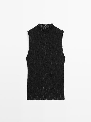 Zara Sheer lace top - Black