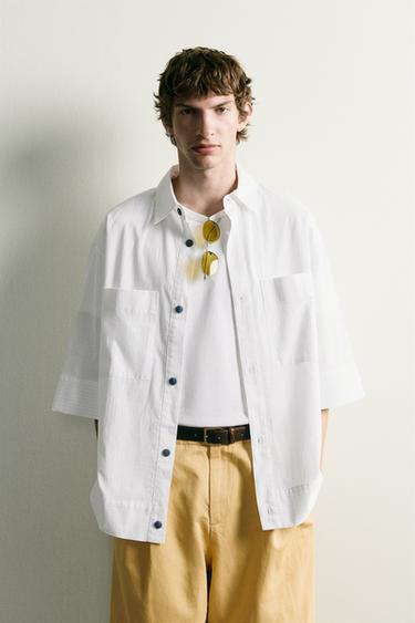 CHEMISE BOXY FIT À RAYURES - Blanc de Zara - Image 1