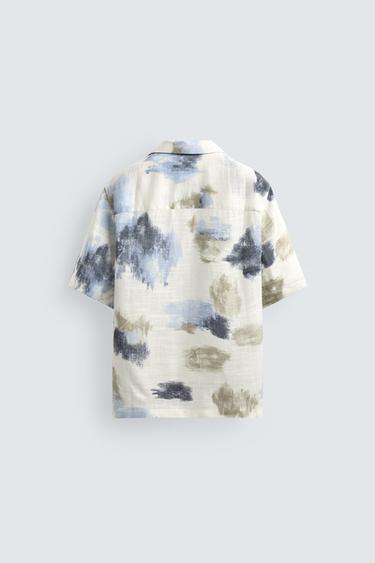 CHEMISE FLUIDE À IMPRIMÉ ABSTRAIT - Marron-Bleu de Zara - Image 7