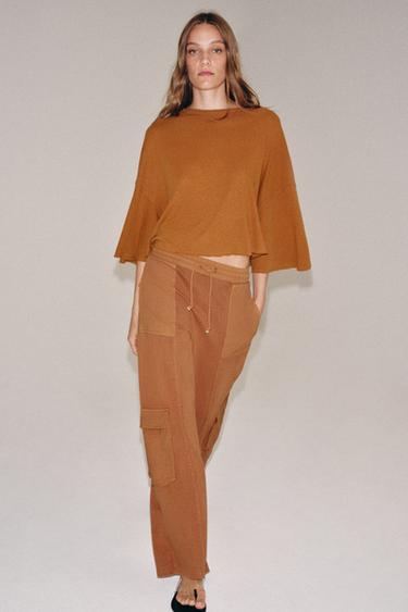 CAMISETA CAPA ALGODÓN Y LINO - Naranja quemado de Zara