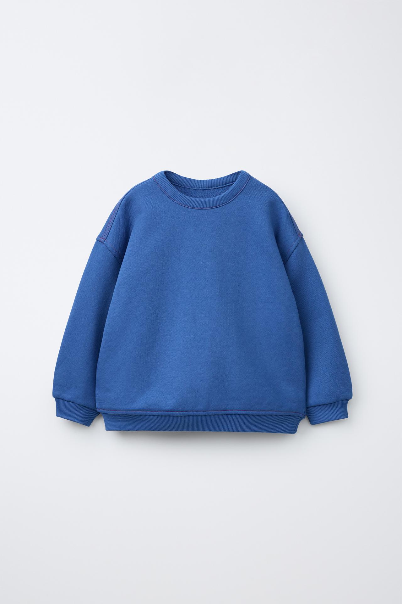 CONTRAST STITCH SWEATSHIRT — Bluish