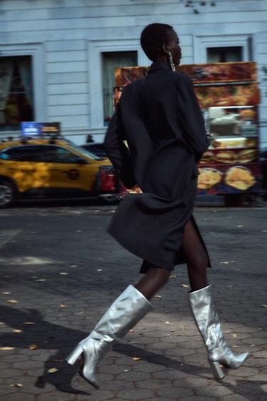 БЛЕСТЯЩИЕ САПОГИ НА ВЫСОКОМ КАБЛУКЕ — Серебристый от Zara — изображение 0