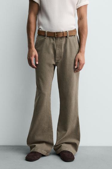 JEANS CHINO WIDE FLARE FIT LIMITED EDITION - Ocre de Zara