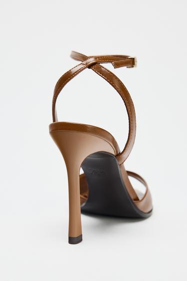 ANKLE STRAP HIGH-HEEL SANDALS - Brown by Zara - Image 4