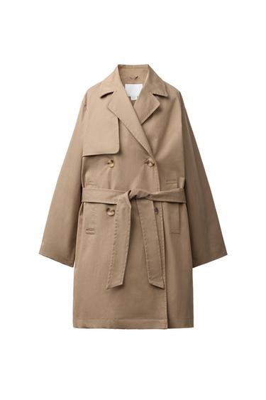 Zara LONG BELTED TRENCH COAT - Beige