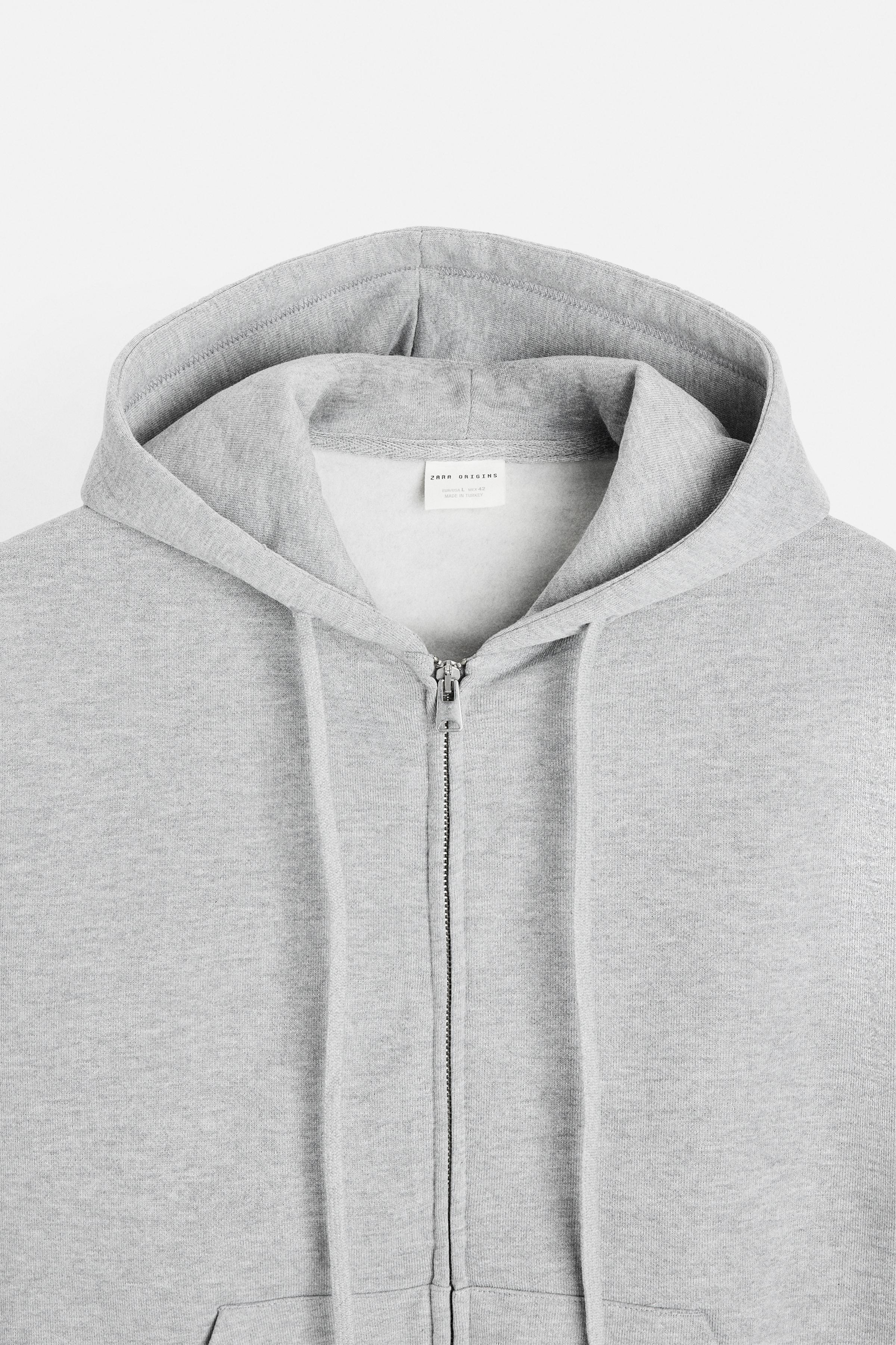 Zara grey zip up hoodie sale