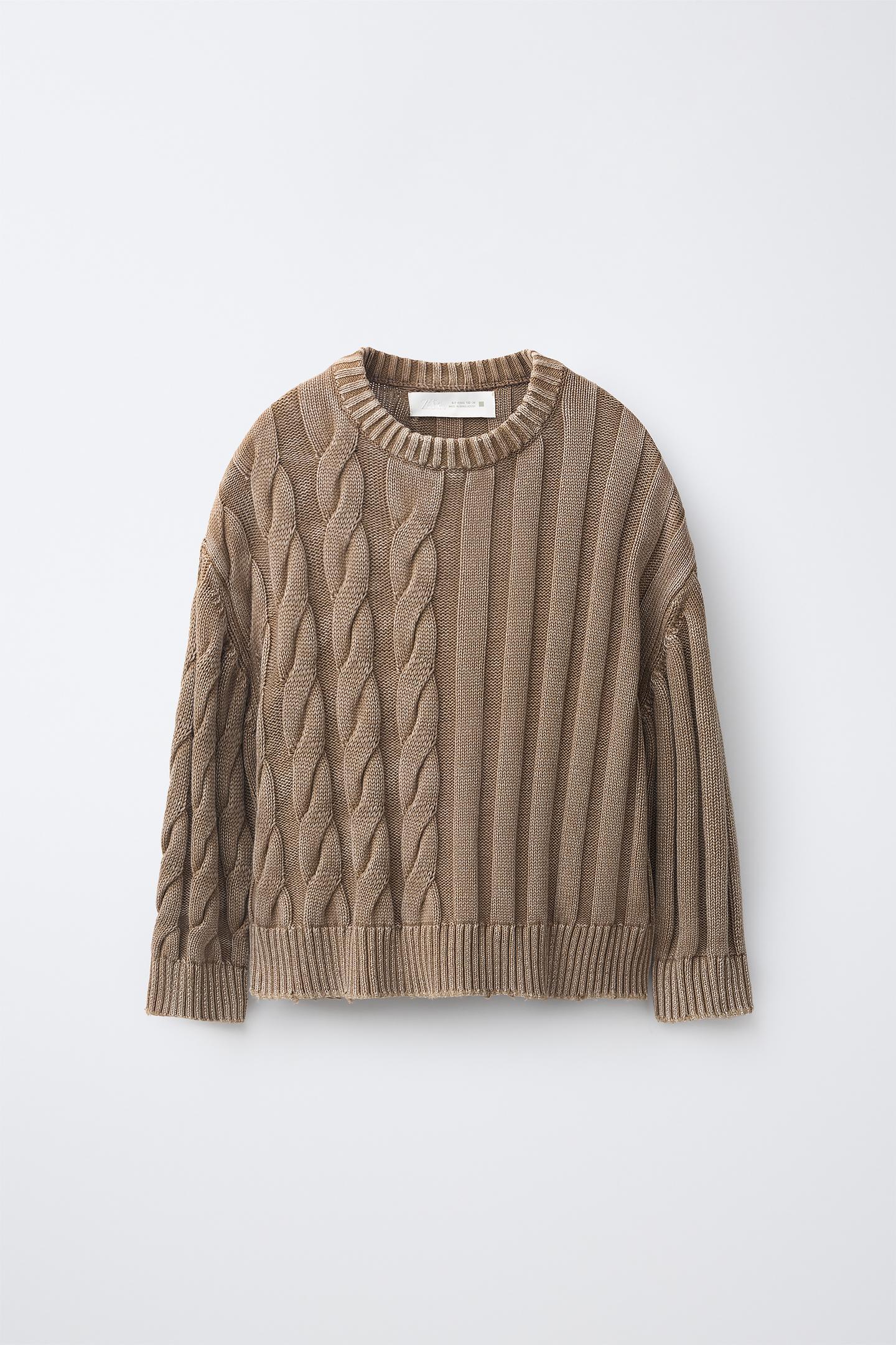 Детский свитер Zara Acid Wash Knit, цвет: Верблюжий