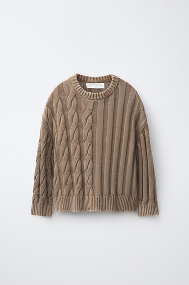 PULL EN MAILLE ACID WASH - Camel moyen de Zara - Image 0