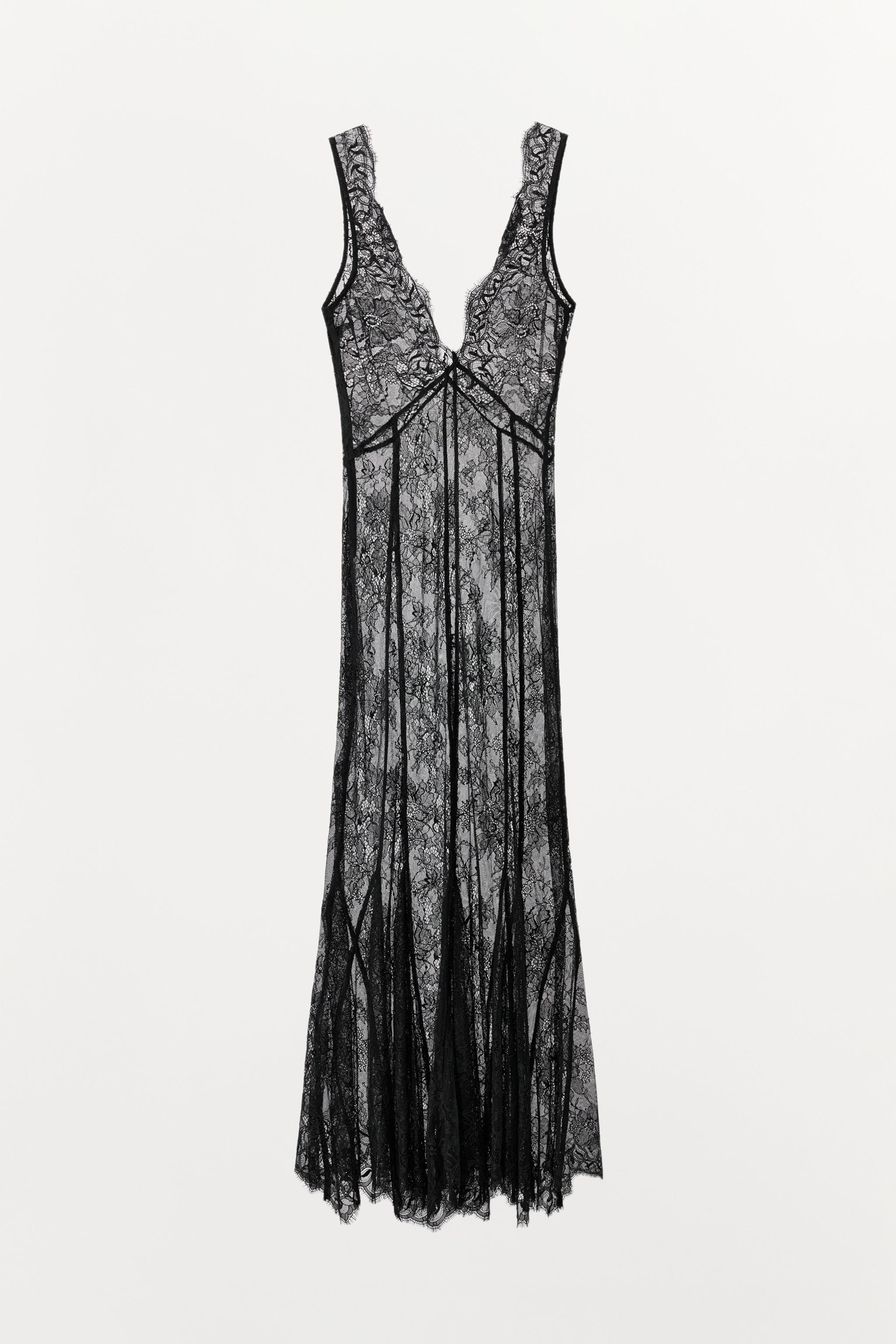 LONG LACE SLIP DRESS - Black | ZARA United States LONG LACE SLIP DRESS - Black | ZARA United States