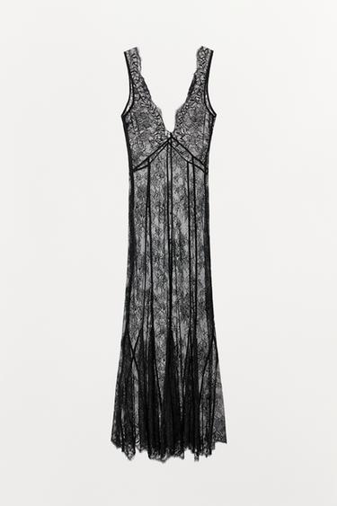 ROBE LONGUE STYLE LINGERIE EN DENTELLE - Noir de Zara - Image 6