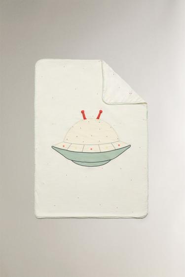 CHILDREN'S COTTON BLANKET WITH SPACE APPLIQUÉ - Bunt von Zara - Bild 0