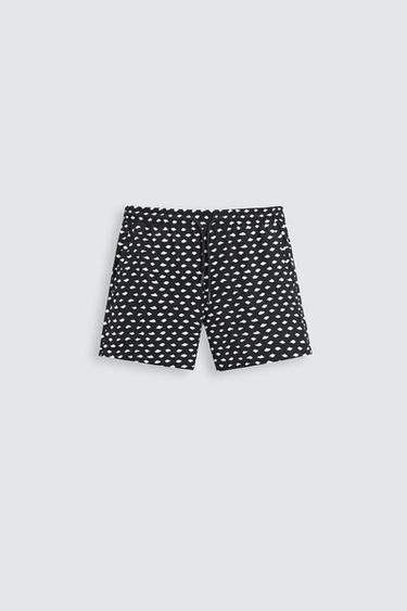 CALÇÃO DE BANHO CURTO COM ESTAMPADO ABSTRATO - Preto da Zara