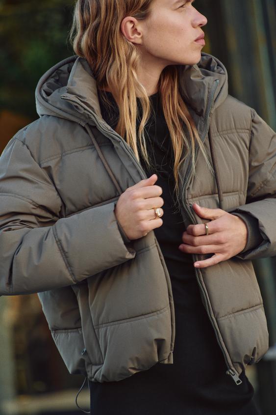 Zara Khaki Jacke Steppjacke Khaki Jacke Zara WATER AND WIND - Main Image