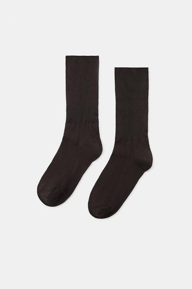 CALCETINES ALTOS RIB - Marrón de Zara