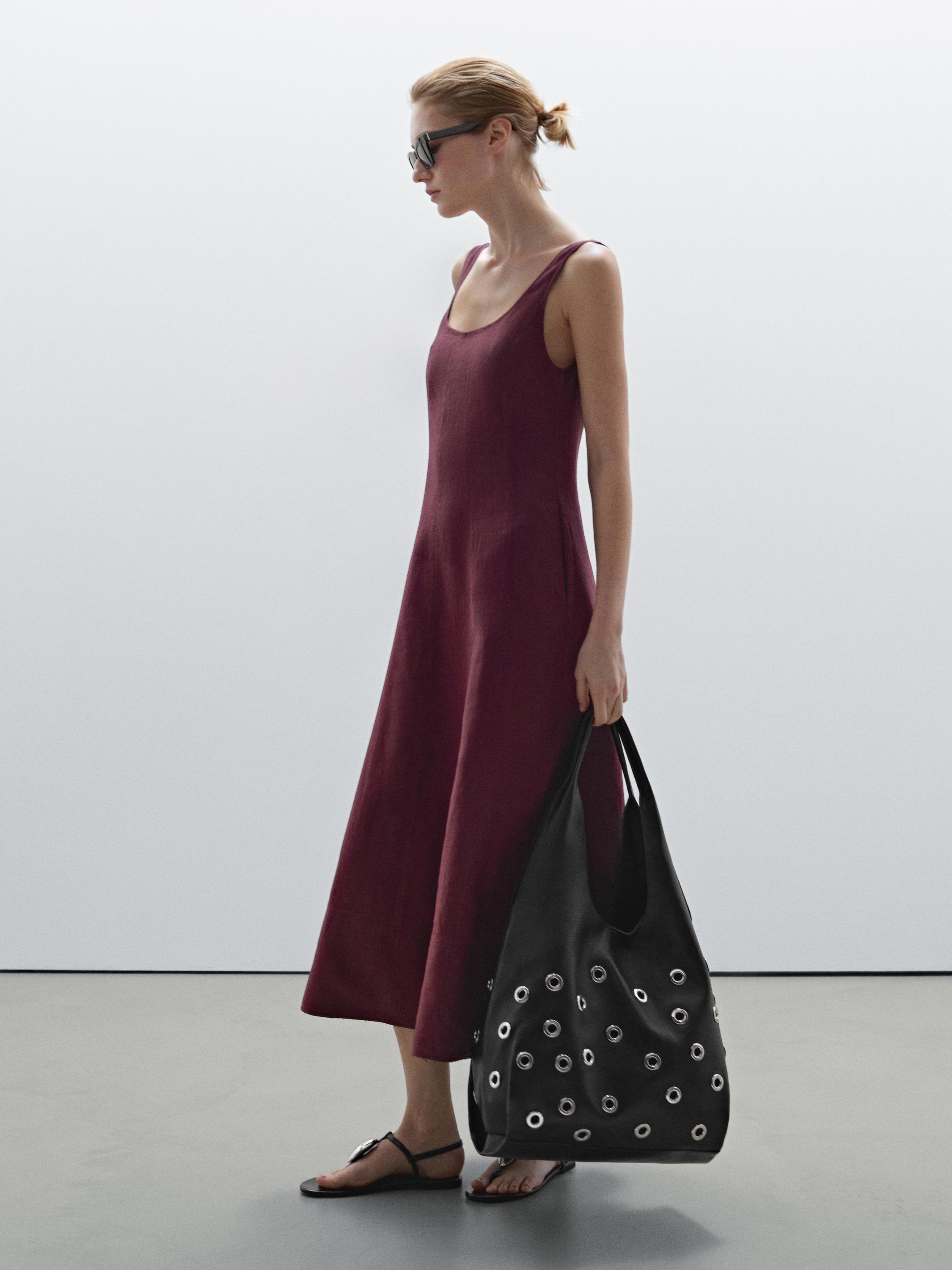 Open Back Linen Maxi Dress Winona | linenhandmadestudio.com