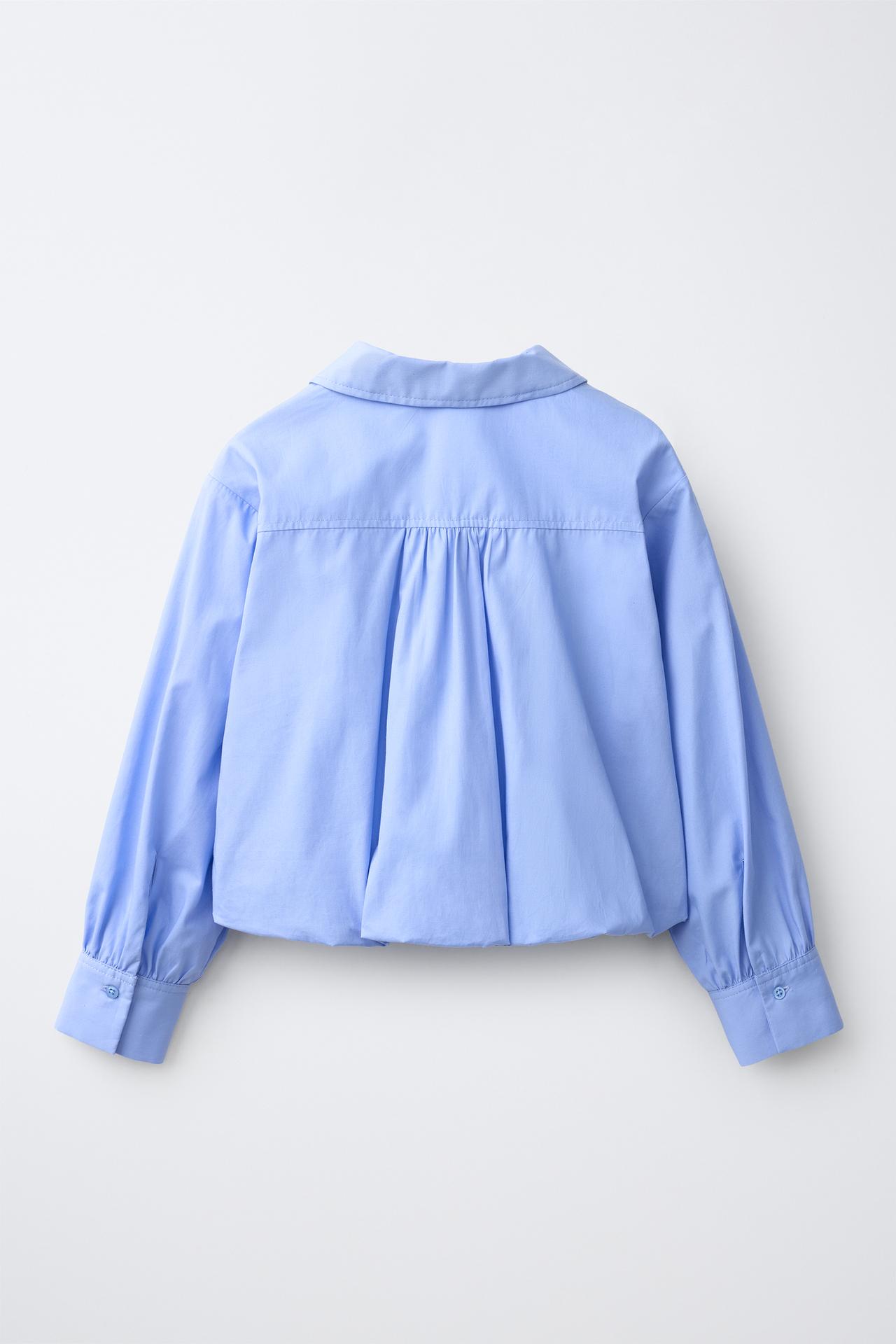 ZIP-UP BALLOON SHIRT — Blue