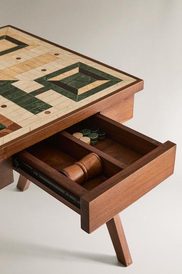 TABLE D'APPOINT PLATEAU PARCHIS MARBRE - Marron foncé de Zara - Image 2