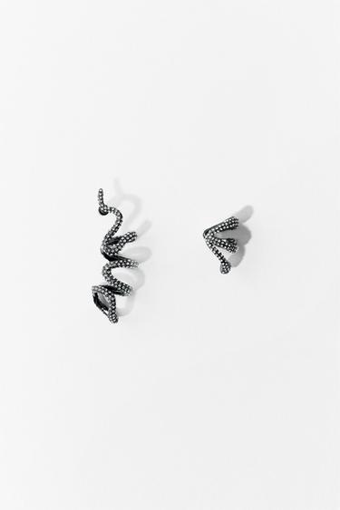 Zara PACK OF 2 SPARKLY EAR CUFF EARRINGS - Anthracite grey