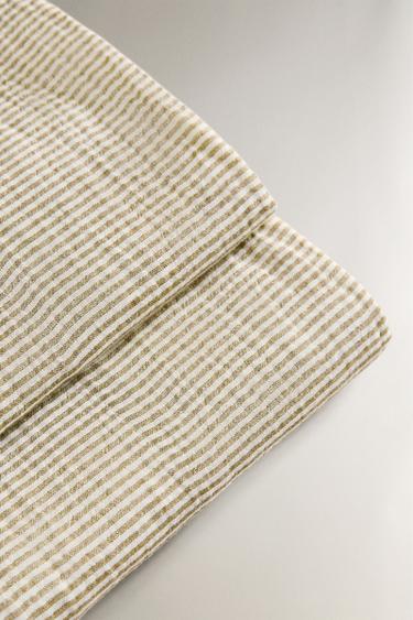 KIDS' STRIPED MUSLIN FLAT SHEET - Green by Zara - Image 1