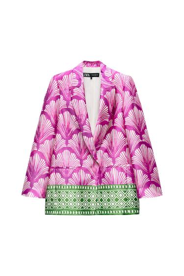 SATIN EFFECT PRINTED BLAZER