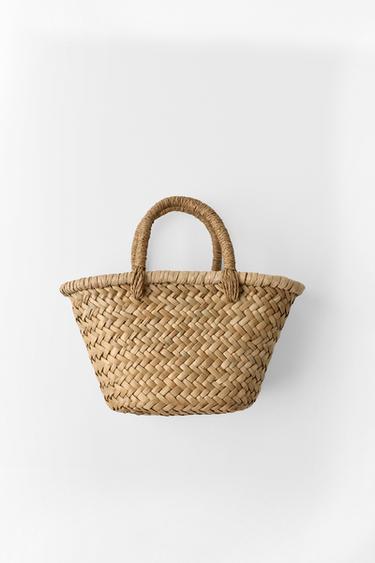Zara MINI BASKET BAG - Light beige