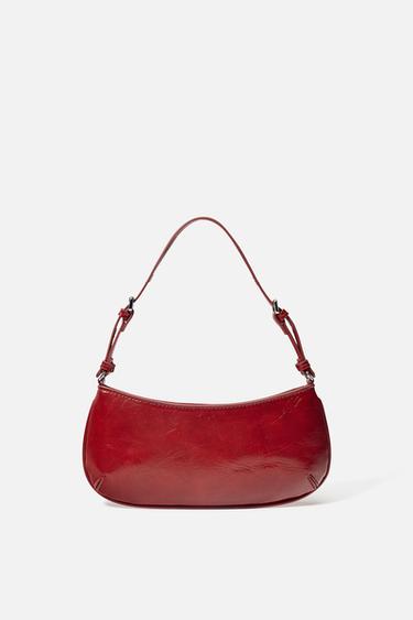 Zara CRACKLED EFFECT BAG - Red