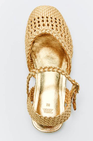 WOVEN SLINGBACK SHOES - Gold by Zara