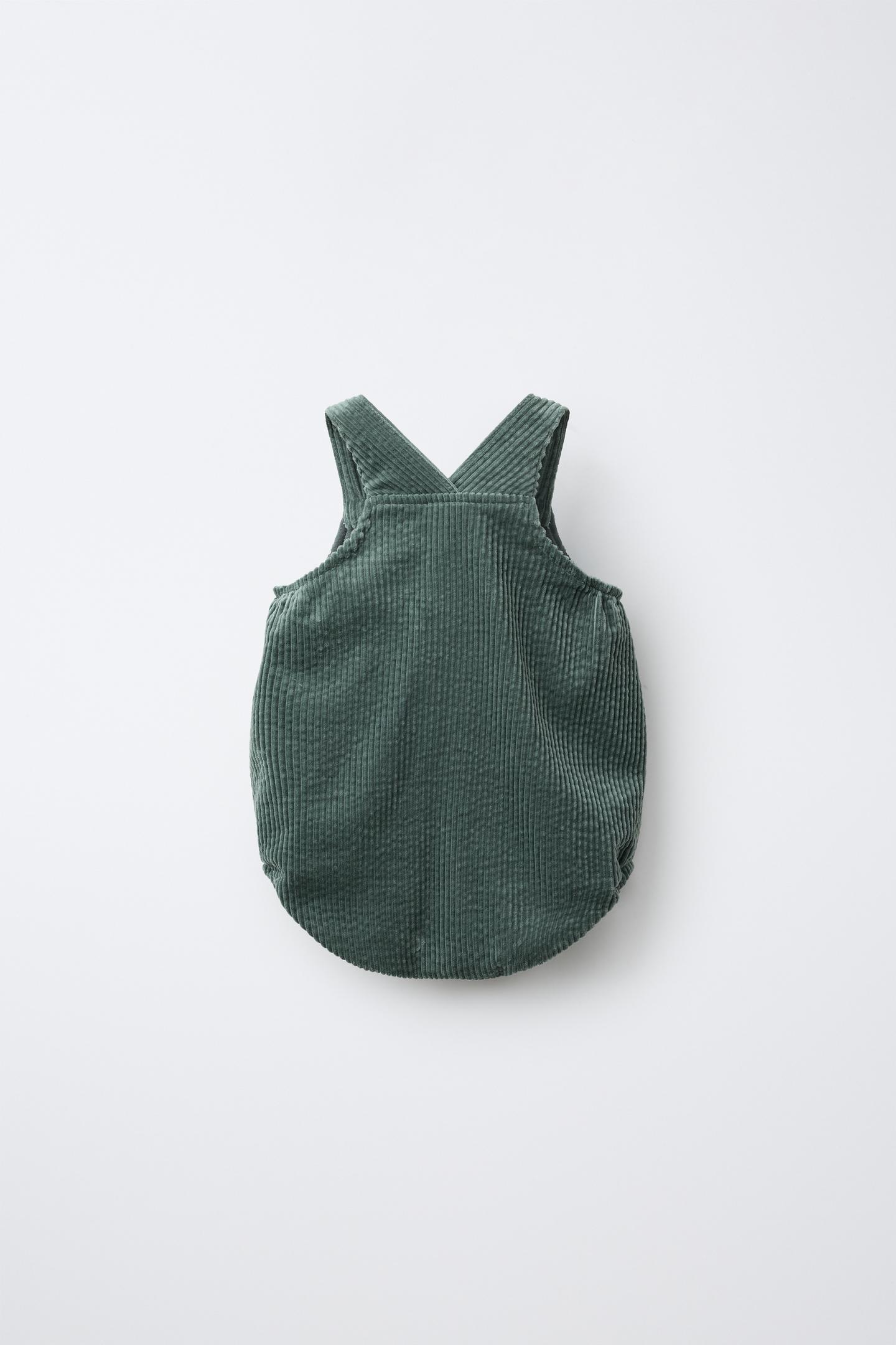 Детский комбинезон Zara Corduroy Pocket Overalls, цвет: Зелёный / Синий — фото 2