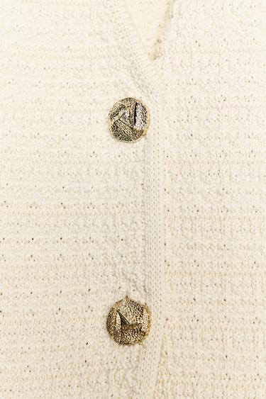 TEXTURED KNIT WAISTCOAT - Ecru by Zara - Image 6