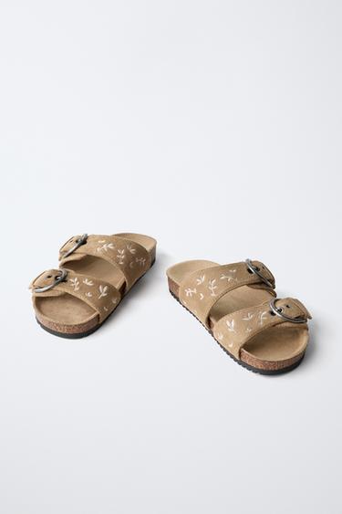 EMBROIDERED DOUBLE-STRAP SANDALS - Brown by Zara - Image 4