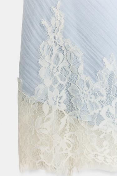 LACE MIDI SKIRT - Pastel blue by Zara - Image 8