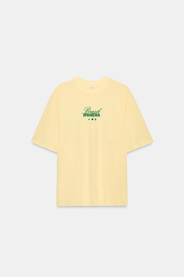 FADED-EFFECT TEXT T-SHIRT - Yellow by Zara