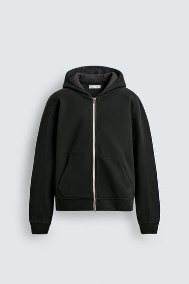 SUDADERA FIELTRO CAPUCHA - Verde oscuro de Zara