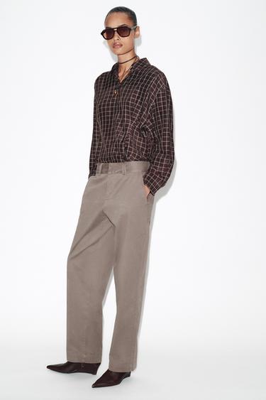 MID-WAIST STRAIGHT-LEG TROUSERS - Mink by Zara - Image 2
