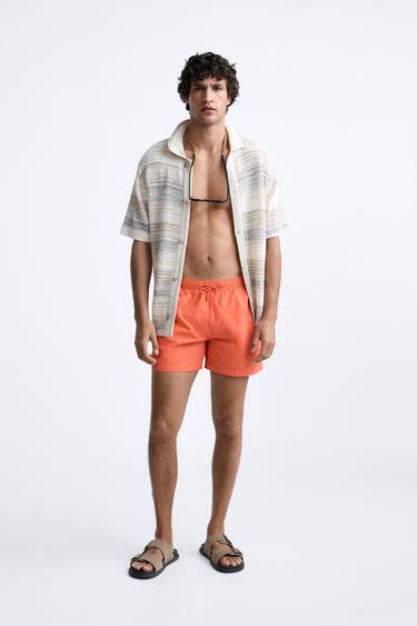 BASIC REGULAR SWIMMING TRUNKS - Intense coral by Zara - Image 0