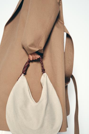 СУМКА С ПЛЕЧЕВЫМ РЕМНЕМ И РУЧКОЙ ИЗ ШНУРА — СВЕТЛО-БЕЖЕВЫЙ от Zara — изображение 0
