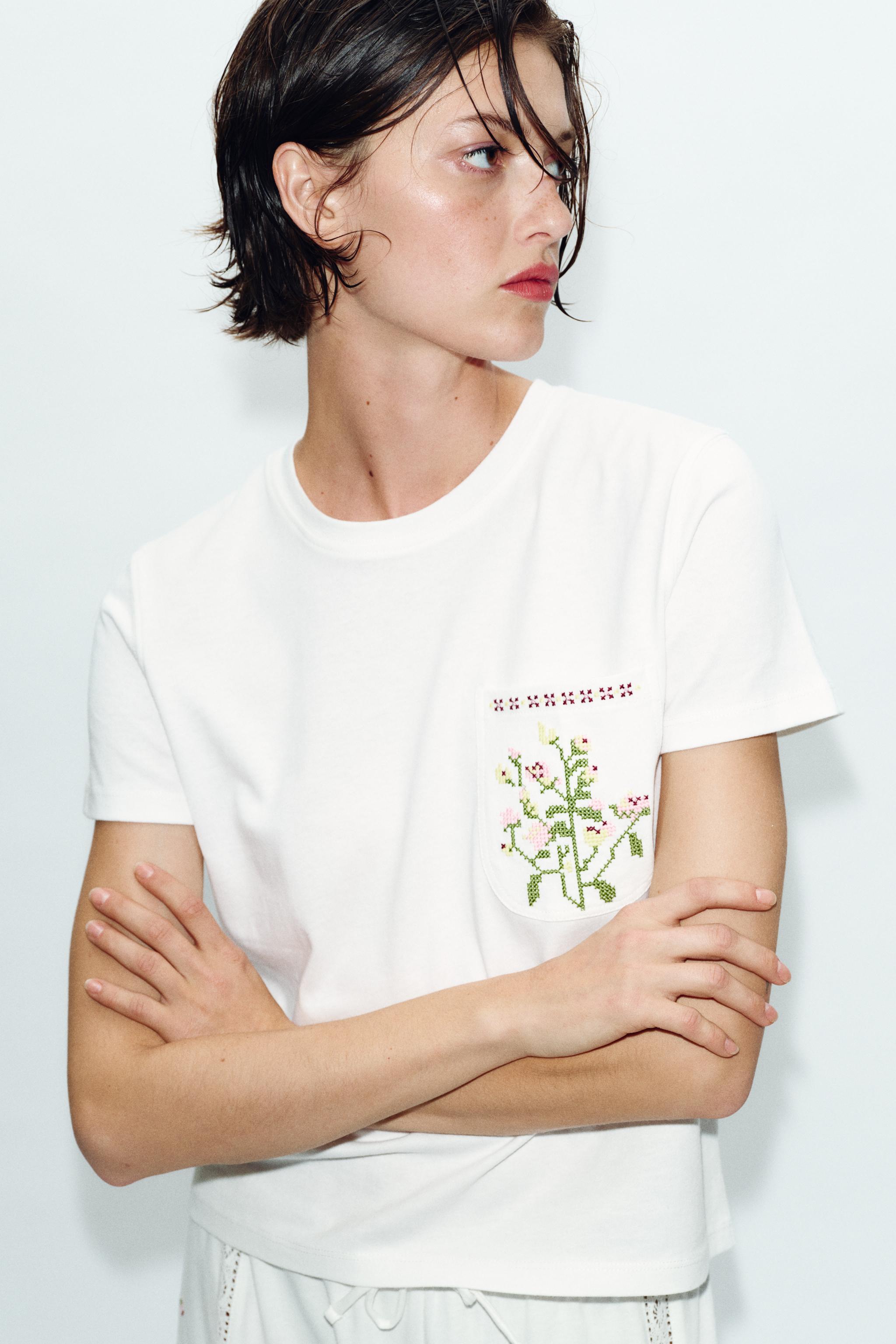 İŞLEMELİ CEPLİ T-SHIRT - Görsel 3