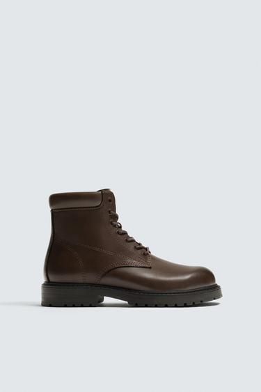 CHUNKY LACE-UP BOOTS - Brown by Zara