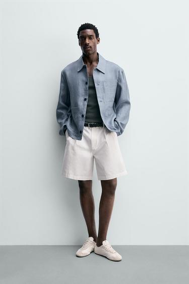 BERMUDA RELAXED FIT PLIEGUES - Blanco de Zara - Imagen 0