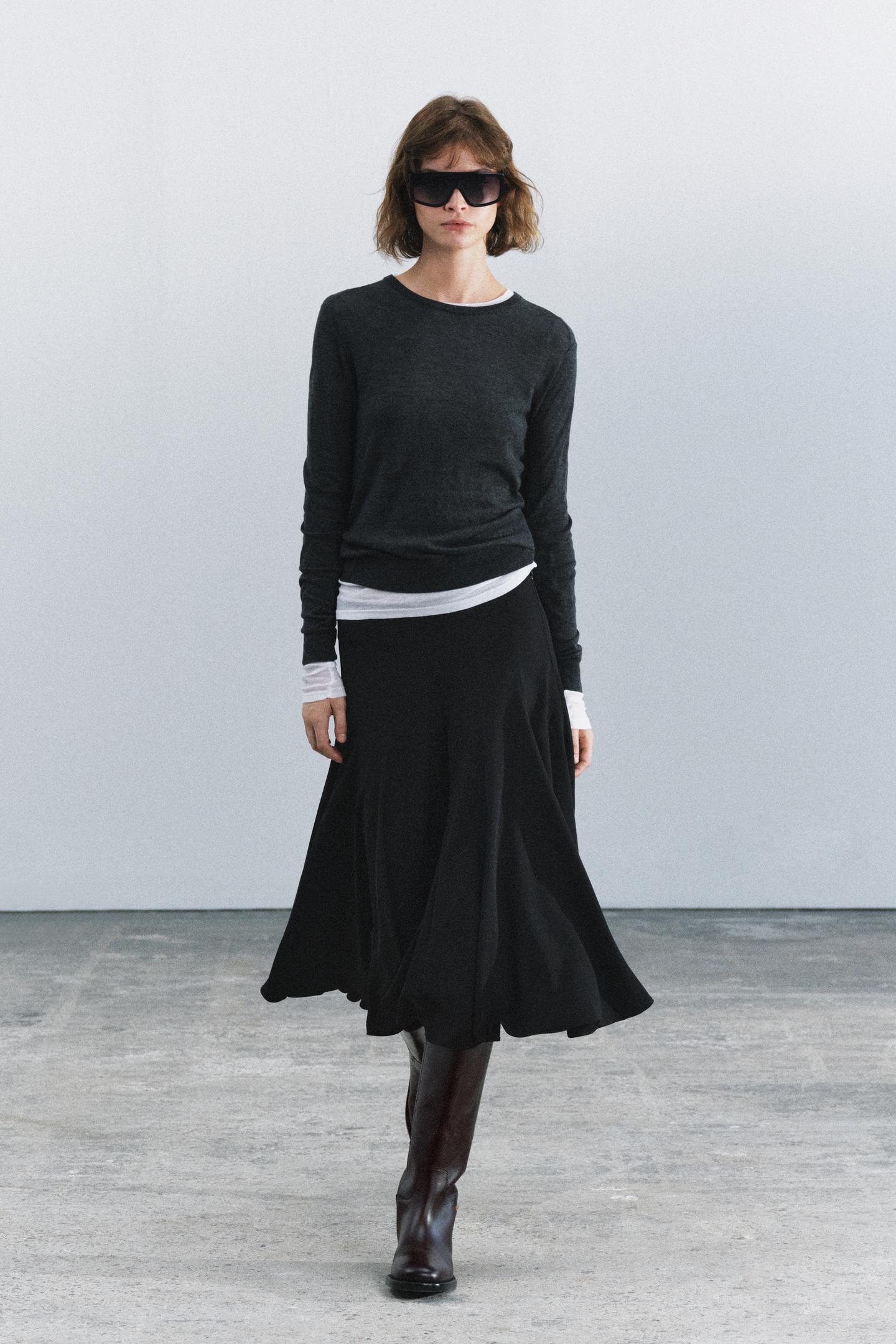 Женская юбка Zara ZW Collection MIDI Volume, цвет: Чёрный — фото 6