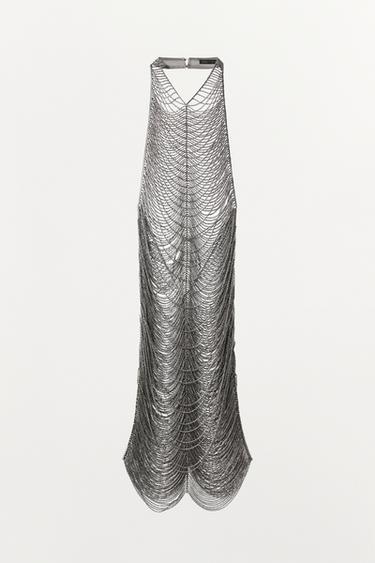 ROBE COURTE HALTER BRILLANTE - Argent de Zara - Image 5