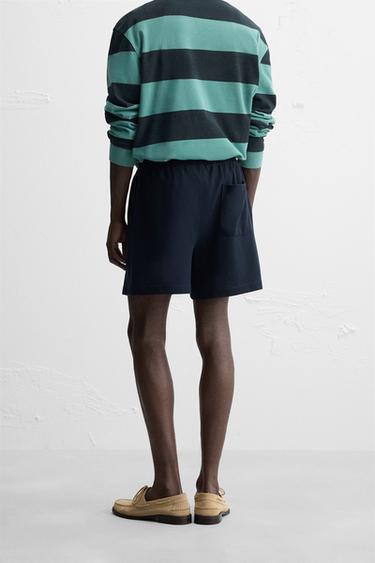 TEXTURED RELAXED FIT BERMUDA SHORTS - Navy blue by Zara - Image 2