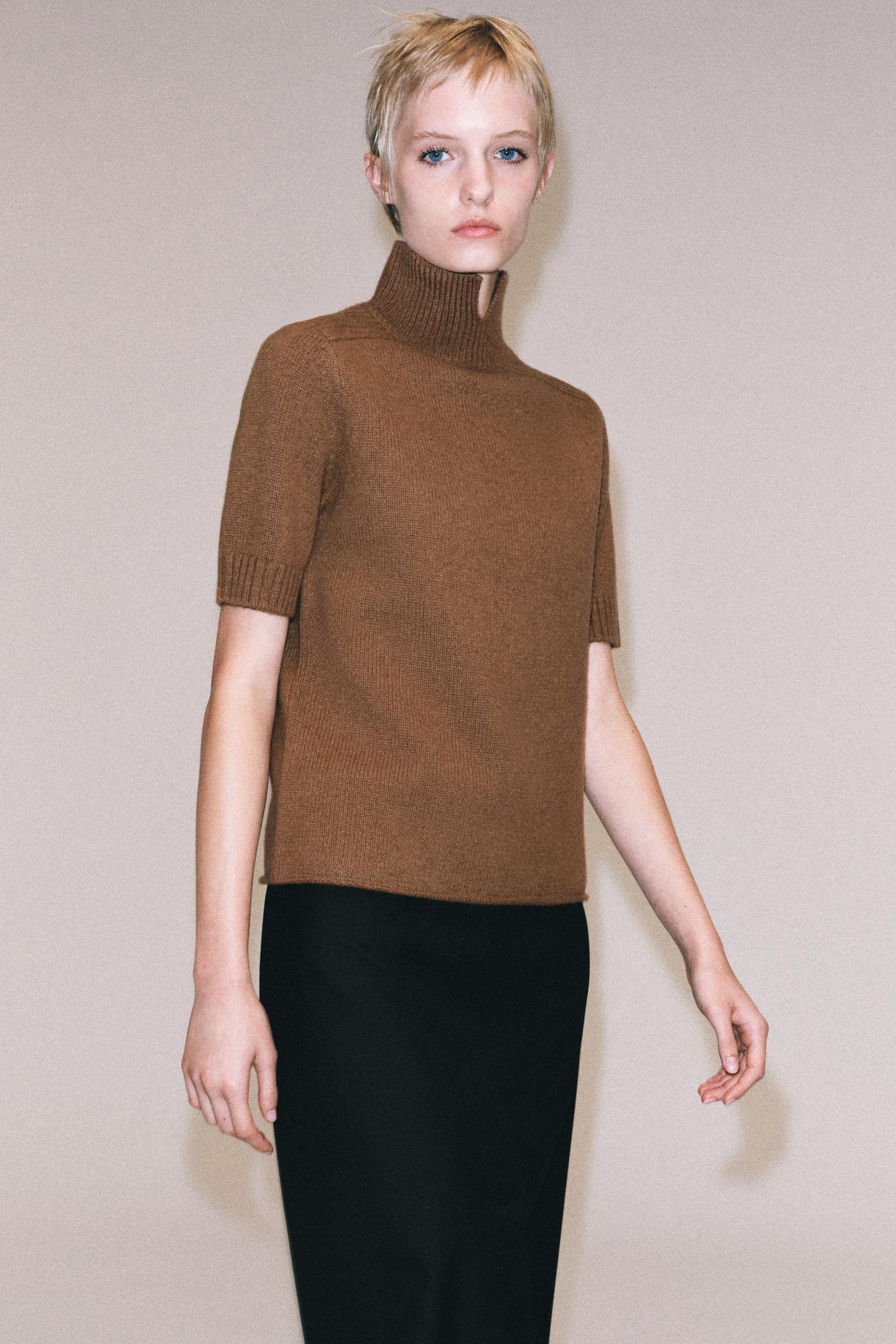 Женский свитер Zara 100% Wool Short Sleeve, цвет: Кирпичный — фото 3