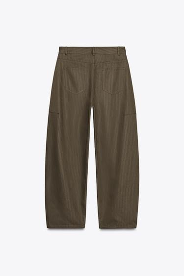 PANTALON LARGE CHEVRONS ZW COLLECTION - Marron foncé de Zara - Image 3