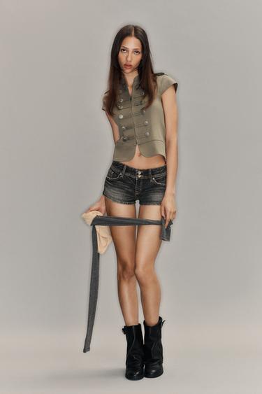 MINI DENIM SHORTS TRF LAGE TAILLE - Zwart van Zara