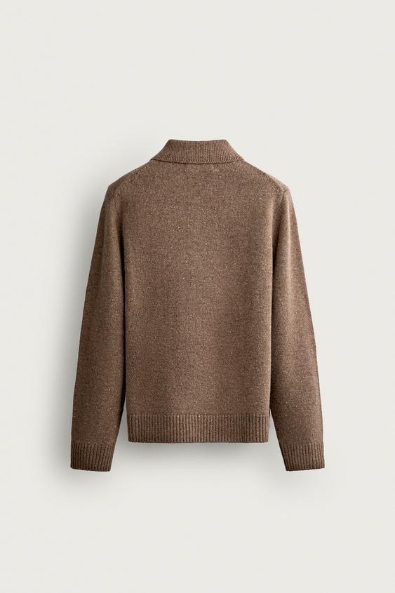 GILET EN MAILLE ZIPPÉ - Marron clair de Zara - Image 6