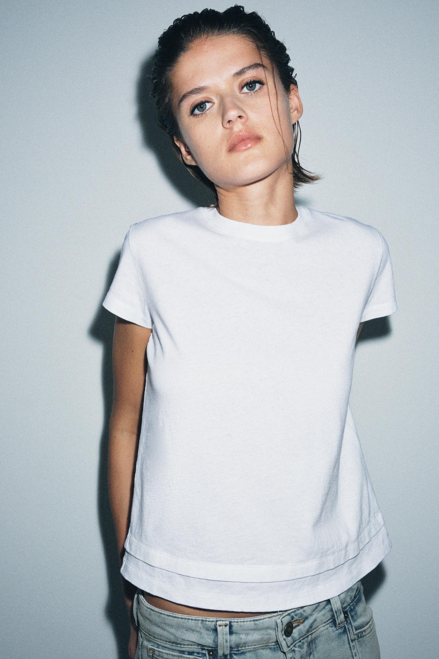 ZARA DOUBLE EFFECT SHORT SLEEVE T-SHIRT